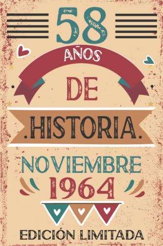 Comprar 58 Años De Historia Noviembre 1964: Libro visitas cuaderno 110 páginas felicitaciones idea regalo regalo Para la esposa novia Regalos mujer La madre Top Precio 2024 | regaloscumple.com