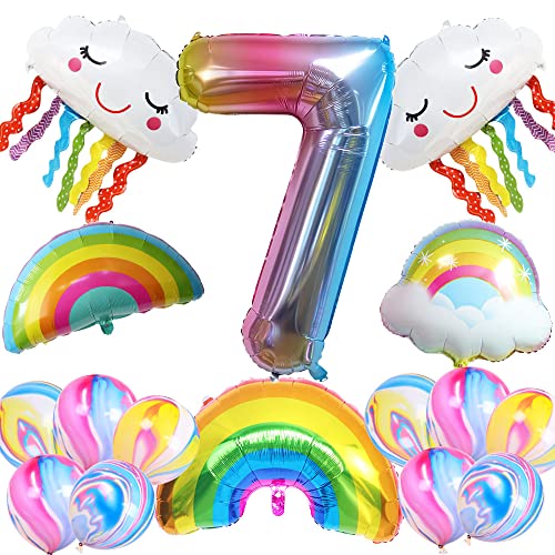 Consigue ahora Ungfu Mall 7. Juego decoración Cumpleaños cumpleaños arco iris número cumpleaños 7 globos aluminio globos arcoíris para niñas decoración cumpleaños Ofertas 2023 | regaloscumple.com