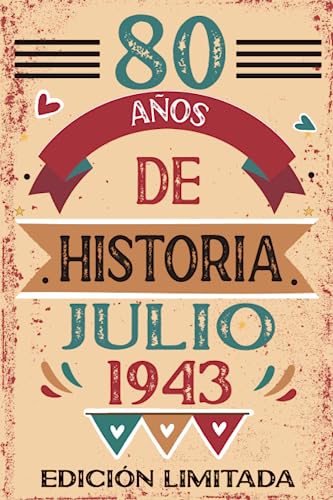 Comprar 80 Años De Historia Julio 1943: Libro visitas cuaderno 110 páginas felicitaciones idea regalo Regalos regalo Para la esposa novia mujer La madre Rebajas 2024 | regaloscumple.com