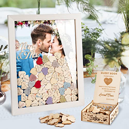 Consigue ahora Creawoo Libro visitas Boda con Marco Fotos con 95 Corazones en Blanco Marco Boda Alternativo con Caja Madera Libro visitas rústico para la decoración Catálogo Bodas (Blanco) Ofertas 2024 | regaloscumple.com