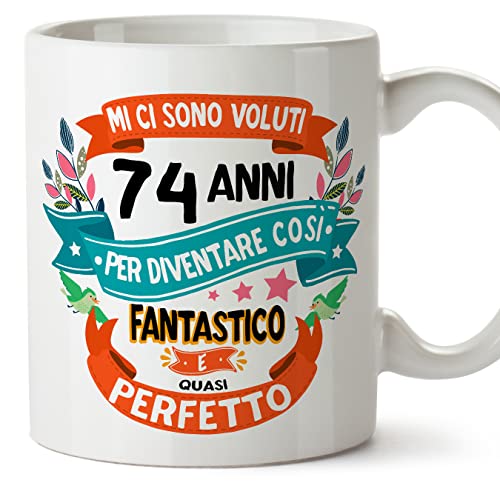 Comprar MUGFFINS Tazas 74 Cumpleaños - En Italiano - Mi ci sono voluti 74 anni per diventare cosi fantastico - 11 oz - Regalo original y divertido Navidad Ofertas 2025 | regaloscumple.com