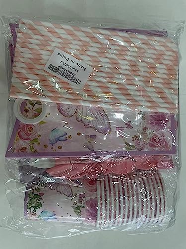 Oferta Flash Vajilla para Fiestas 16 invitados Vajilla Mariposa Vasos de Papel