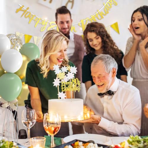 Dónde comprar en España Oro Verde, Globos 80 Cumpleaños Hombre Mujer, Pancarta Triángulo Happy Bithday