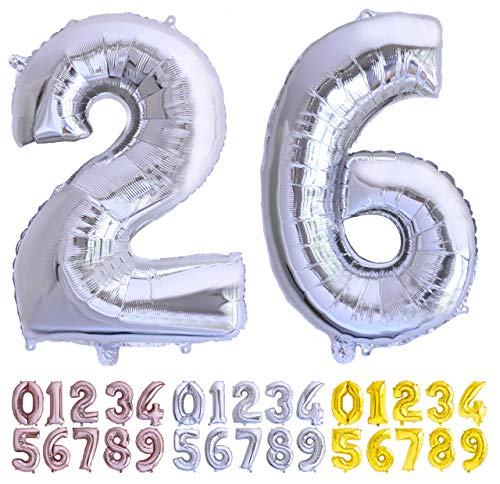 Comprar Globo numero 26 o 62 plata. Globos Gigante números 2 6 fiestas cumpleaños decoración fiesta aniversario boda tamaño grande BlackFriday 70 cm con accesorio para inflar aire o helio Ofertas 2025 | regaloscumple.com