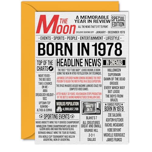 Oferta Tarjetas número mujeres hombres Born 1978 – feliz 47 mamá, tío, retro, 1978, x pulgadas, pulgadas,