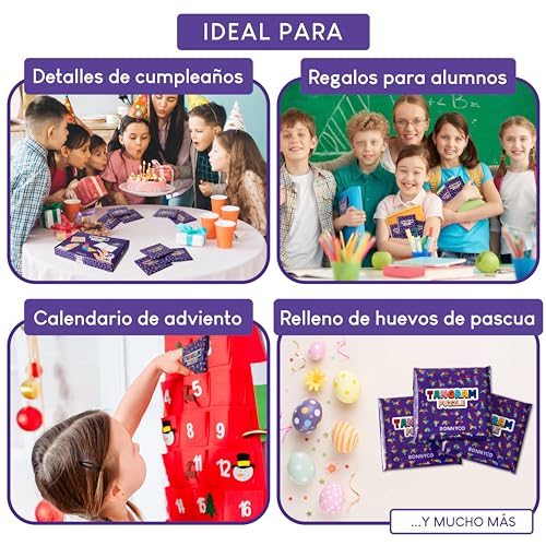 Dónde comprar en España BONNYCO Tangram Infantil Pack 30 Regalos Cumpleaños Niños Colegio Detalles Niños, Relleno Piñata Infantil, Rompecabezas Regalitos Invitados