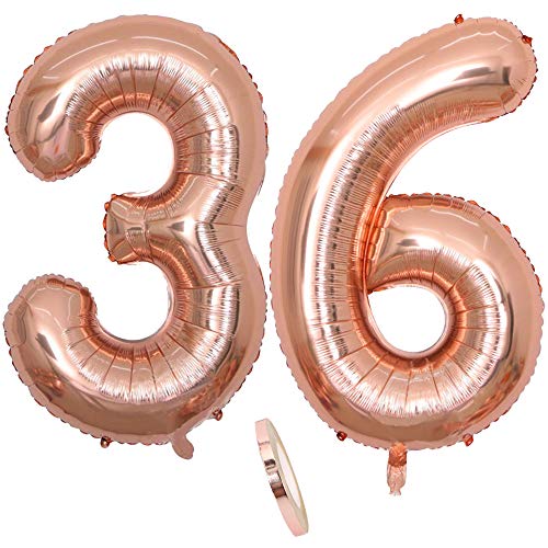 Consigue ahora 2 Globos Número 36 Años Number 36 Globo Chica oro rosa 40"Figuras globos con globo lámina helio inflable BlackFriday Globo gigante para la decoración la fiesta cumpleaños Prom (xxxl 100cm) Ofertas 2025 | regaloscumple.com