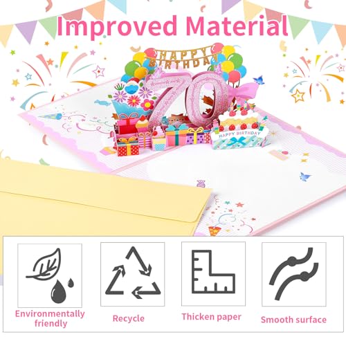 Oferta Flash Joyoldelf Tarjeta de cumpleaños de 70 años tarjetas de felicitación