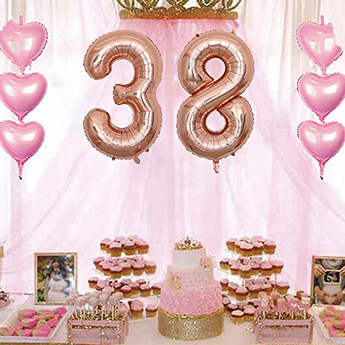 Mejores precios Globos numeros 38 años, Number globo número oro rosa para niña Mujeres Chica, 40