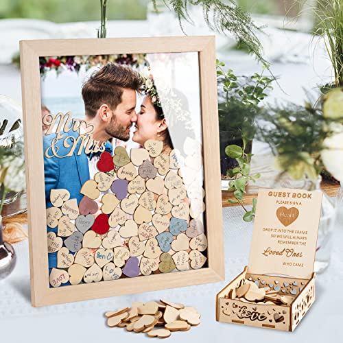 Consigue ahora Creawoo Libro visitas Boda con Marco Promoción Fotos con 95 Corazones en Blanco Marco Boda Alternativo con Caja Madera Libro visitas rústico para la decoración Bodas (Madera) Rebajas 2023 | regaloscumple.com