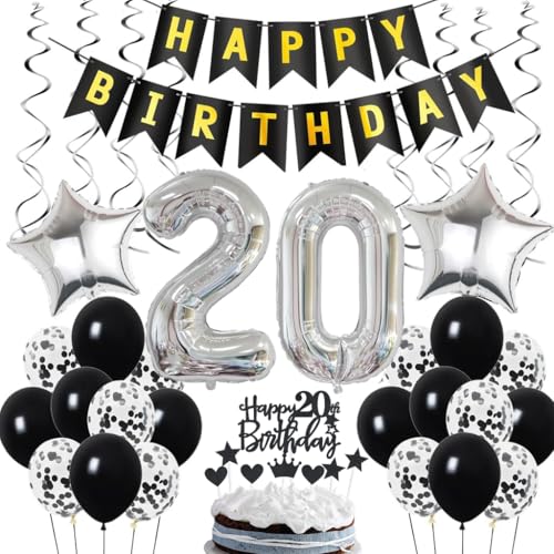 Comprar Decoración 20 cumpleaños Deco cumpleaños 20 años hombres Deco 20 cumpleaños hombre Deco 20 globos negro y plata Deco fiesta 20 cumpleaños con globos Deco Regalos 20 cumpleaños Rebajas 2024 | regaloscumple.com