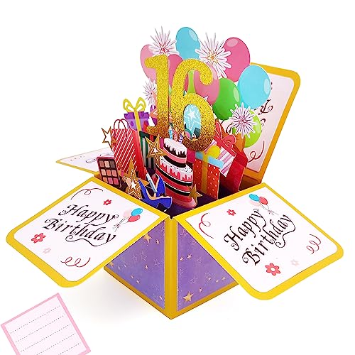Consigue ahora Tarjeta Promoción Cumpleaños 3d Pop Up Tarjetas Felicitacion Cumpleaños 16th Birthday Card para Hombres y Mujeres Familias Amantes Amigos y Niños (A 16) Ofertas 2023 | regaloscumple.com
