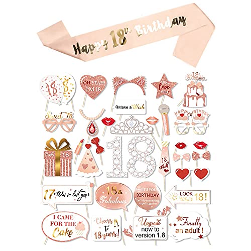Consigue ahora 33 Regalos Piezas OroRosa 18 cumpleaños Faja Banda satén cumpleaños photocall DIY Photo Booth Atrezzo Favorecer cumpleaños Accesorios Decoracion Fiesta 18 cumpleaños Top Precio 2023 | regaloscumple.com