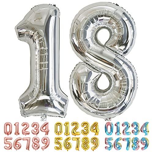Comprar Ponmoo Cumpleaños Foil Globo Número 18 81 Plata Gigante Numeros 0 1 2 3 4 5 6 7 8 9 10-19 20-29 30 40 50 60 70 80 90 100 Grande Globos para La Boda Aniversario Globo Cumpleaños Fiesta Decoración Ofertas 2024 | regaloscumple.com