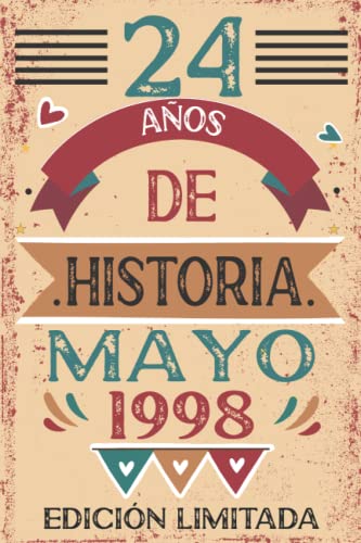 Comprar 24 Años De Historia Mayo 1998: 24 años. Libro visitas cuaderno 110 páginas felicitaciones idea regalo regalo Para la esposa novia mujer La Promoción madre Rebajas 2024 | regaloscumple.com