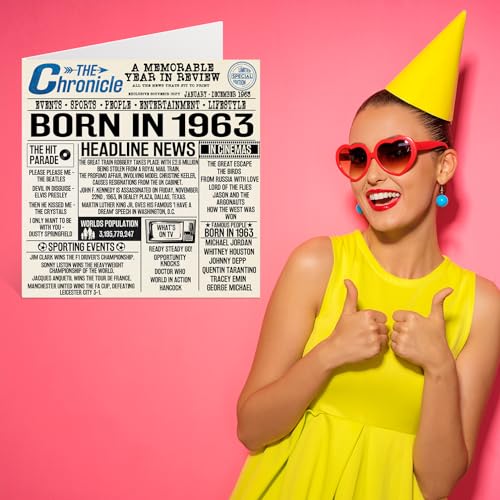Ofertas en regaloscumple.com Tarjetas   cumpleaños número 61 para hombres y mujeres  periódico nacido en 1963  tarjeta   feliz 61 cumpleaños para abuelo  abuela  abuela  abuela  abuela  abuela  vintage  retro  Back In 1963  145