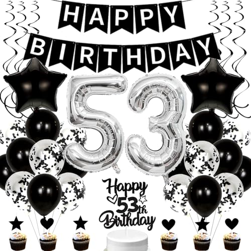 Consigue ahora Conruich Globos para Decoración 53 Cumpleaños - Color Negro y Plata - Para Tartas Hombres y Mujeres - Globo Promoción Aluminio Número 53 Top Precio 2025 | regaloscumple.com