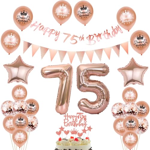 Comprar Promoción Globos 75 cumpleaños mujer decoración oro rosa conjunto 75 cumpleaños decode la fiesta las mujeres feliz cumpleaños 75th oro rosa globo 75 años las mujeres chica deco Happy 75th Birthday banner Ofertas 2023 | regaloscumple.com