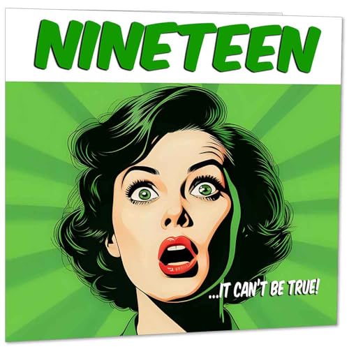 Comprar Divertida tarjeta cumpleaños número 19 para mujer estilo cómic tarjetas cumpleaños para niñas sobrinas amigas 19 años diecinueve su BlackFriday nieta Rebajas 2025 | regaloscumple.com
