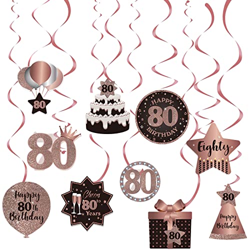 Consigue ahora Feliz cumpleaños 80 remolinos colgantes para decoración techo celebración suministros decoración fiesta BlackFriday cumpleaños oro rosa 80 años Ofertas 2024 | regaloscumple.com