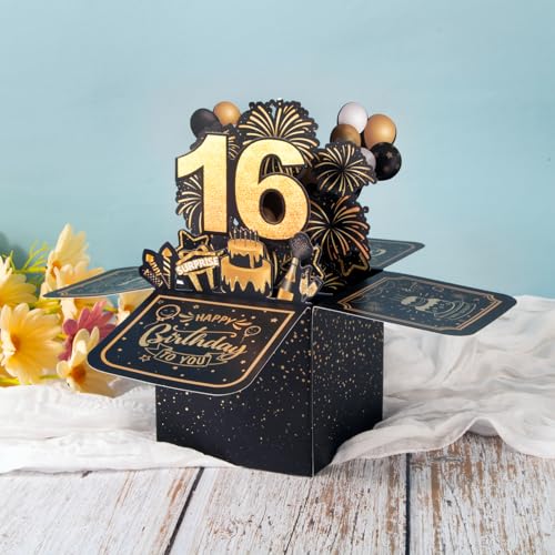 Mejores precios BOFUNX Tarjeta de Felicitación Cumpleaños 16 Años Pop Up 3D Emergente Regalo Original Creativo para Feliz a Familias Amigos