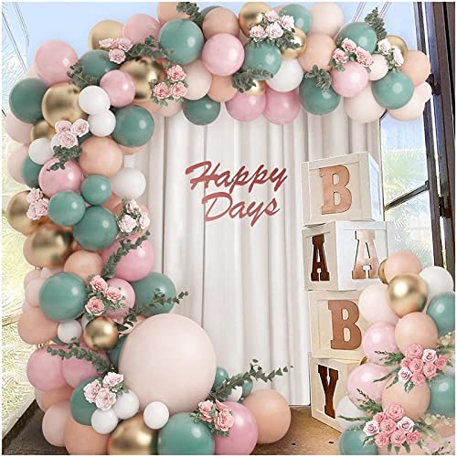 Oferta Guirnalda Rosa Kit Cumpleaños, piezas Selva rubor Kit Globos Fiesta, bebé,