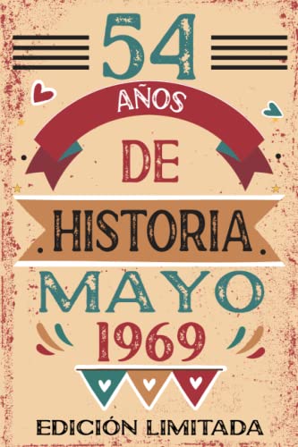 Consigue ahora 54 Ideas para regalar Años De Historia Mayo 1969: Libro visitas cuaderno 110 páginas felicitaciones idea regalo regalo Para la esposa novia mujer La madre Top Precio 2024 | regaloscumple.com
