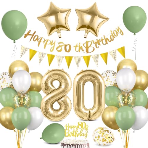 Comprar Decoracion Cumpleaños 80 Años Oro Verde Globos 80 Cumpleaños Hombre Cumpleaños Mujer Pancarta Triángulo Happy Bithday 80 Años para Hombre Mujer Cumpleaños Decoracion Fiesta Top Precio 2024 | regaloscumple.com