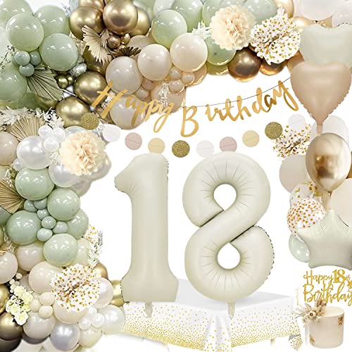 Consigue ahora 18 Años Globos Decoración Cumpleaños Regalos Globos 18 Años Cumpleaños Niña Mujer Globos Verdes Retro Premium con pancarta feliz cumpleaños para Fiesta Cumpleaños para Mujer Niña Hombres Rebajas 2023 | regaloscumple.com