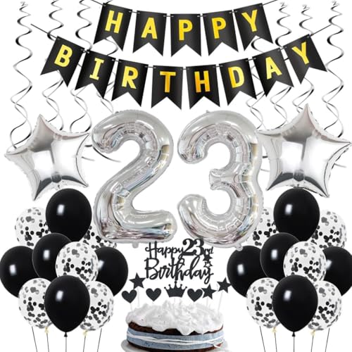 Comprar Decoración 23 cumpleaños Deco cumpleaños 23 años hombres Deco 23 cumpleaños hombre Deco 23 globos negro y Promoción plata Deco fiesta 23 cumpleaños con globos Deco 23 cumpleaños Top Precio 2024 | regaloscumple.com
