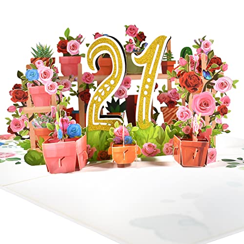 Comprar GREETING ART 21 tarjetas Promoción cumpleaños tarjeta felicitación cumpleaños con diseño flores 21 aniversario 3D desplegable tarjeta felicitación cumpleaños enamorados padres Top Precio 2025 | regaloscumple.com