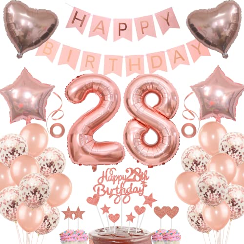 Consigue ahora Decoración 28º aniversario Ideas para regalar mujer pastel decoración 28º aniversario mujer decoración regalo para 28º aniversario mujer oro rosa cumpleaños 28 mujer 28 años cumpleaños decoración globo 28e anniver Rebajas 2025 | regaloscumple.com