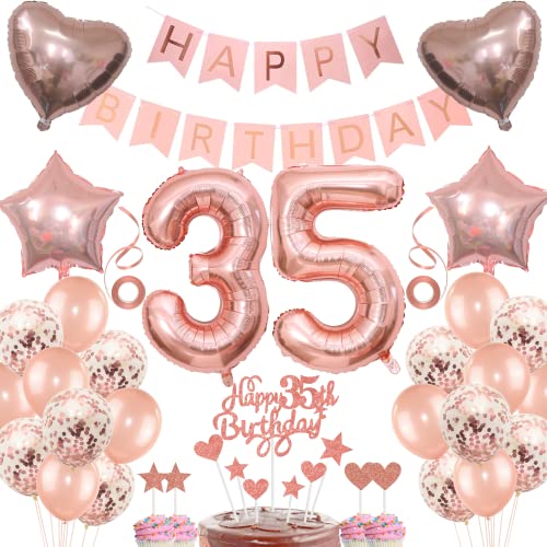 Consigue ahora Catálogo Decoración 35 Cumpleaños Mujer - Pastel Regalo Globos para Aniversario - Oro Rosa Ofertas 2025 | regaloscumple.com