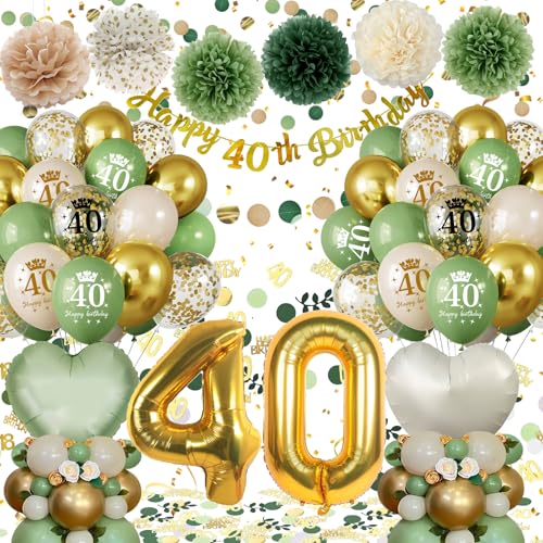 Comprar Decoracion 40 Cumpleaños Verdes Oro Globos 40 Cumpleaños 40 Años Globos Decoración Cumpleaños Decoracion Fiesta 40 Cumpleaños Guirnalda y Globos para Hombres Mujeres Navidad 40 Años Reutilizable Rebajas 2024 | regaloscumple.com