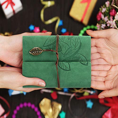 Mejores precios Diealles Shine Álbum de Fotos Cuero para niños DIY Scrapbook Libro Visitas Boda con Rotuladores Metálicos, Regalo Día San Valentín, Cumpleaños, graduación, Verde