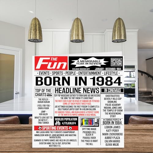 Ofertas en regaloscumple.com Hombres y mujeres, periódico nacido en 1984, tarjeta feliz 40 cumpleaños