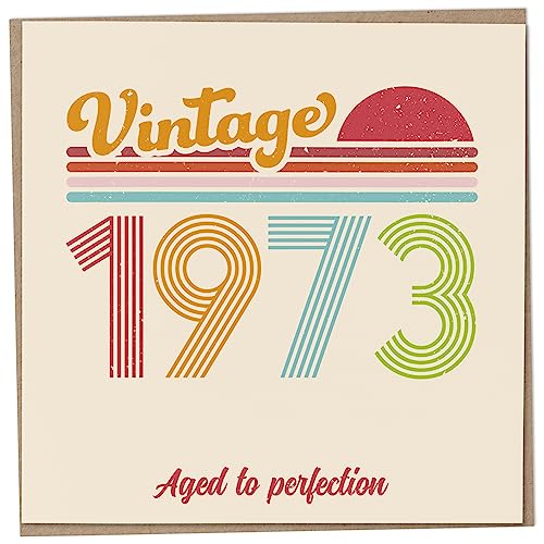 Consigue Promoción ahora Tarjeta 50 cumpleaños – Vintage 1973 Aged to Perfection divertida tarjeta felicitación para hombres y mujeres tarjetas cumpleaños para mujeres tarjetas cumpleaños para hombres tarjeta Ofertas 2023 | regaloscumple.com