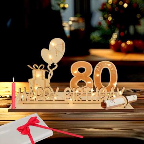 Comprar Songlypian Regalos 80 Cumpleaños Cartel Madera Libro Visitas con Luces LED Regalos para 80 cumpleaños Hombre Mujer Regalo 80 años Regalo Creativo Madera Promoción Fiesta Cumpleaños Ofertas 2025 | regaloscumple.com