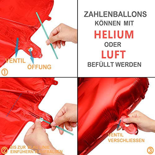 Comprar en Amazon FUNXGO Globo Numero 2 rojo - 100 cm & 40cm - Globos   Cumpleãnos 2 - rojo globo 2 años cumpleaños - Decoracion 2 Cumpleaños - Adecuado para cumpleaños  fiestas sorpresas  fiestas