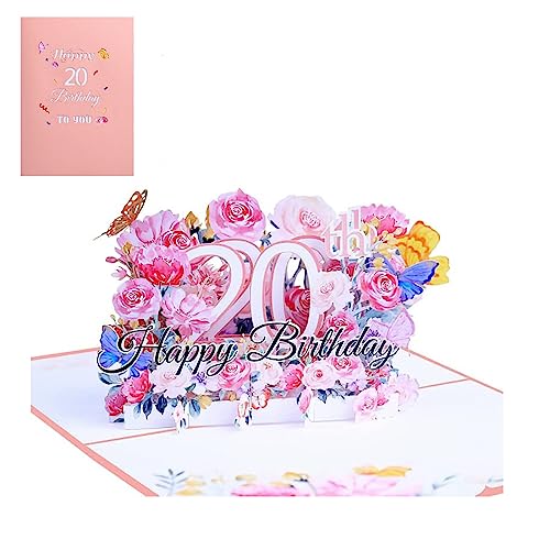 Consigue ahora Huacici Tarjeta felicitación cumpleaños 20 BlackFriday años 3D desplegable 20 años tarjeta felicitación cumpleaños con sobre para mujeres niñas amigos Ofertas 2024 | regaloscumple.com