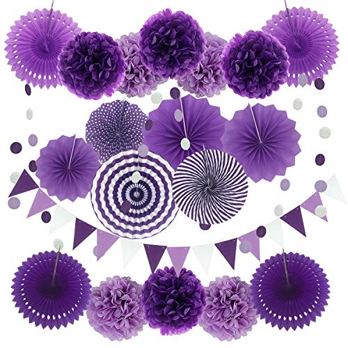 Comprar Zerodeco Decoración la BlackFriday Fiesta 21 Piezas Abanicos Papel Bola Nido Pom Poms Ventilador Cumpleaños Boda Carnaval Bebé Ducha Home Party Supplies Decoración (Morado) Ofertas 2024 | regaloscumple.com