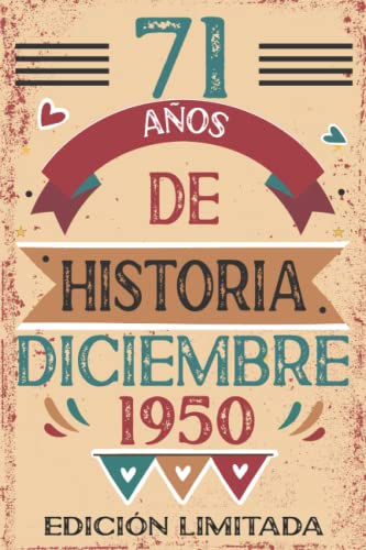 Consigue ahora 71 Años De Historia Diciembre 1950: 71 años. Libro visitas cuaderno 110 páginas felicitaciones idea Promoción regalo regalo Para la esposa novia mujer La madre Rebajas 2025 | regaloscumple.com