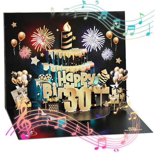 Consigue ahora Joyoldelf Tarjeta Felicitacion 30 Cumpleaños Pop Catálogo Up - Tarjetas Cumpleaño Personalizada 3d Tarjeta De Felicitación Con Disco Negro y Dorado Con Música y Luces Regalos Divertidos Hombre Mujer Amigo Top Precio 2025 | regaloscumple.com