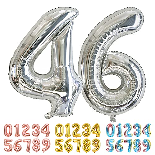 Comprar Ponmoo Foil Globo Número 46 64 Plata Gigante Numeros 0 1 2 3 4 5 6 7 8 9 10-19 20-29 30-39 40-49 50-60-70-80-90-100 Grande Globos para La Boda Aniversario Regalos Globo Cumpleaños Fiesta Decoración Rebajas 2023 | regaloscumple.com