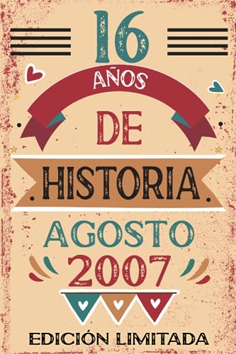 Comprar 16 Años De Historia Cumpleaños Agosto 2007: Libro visitas cuaderno 110 páginas felicitaciones idea regalo regalo Para la esposa novia mujer La madre Ofertas 2023 | regaloscumple.com