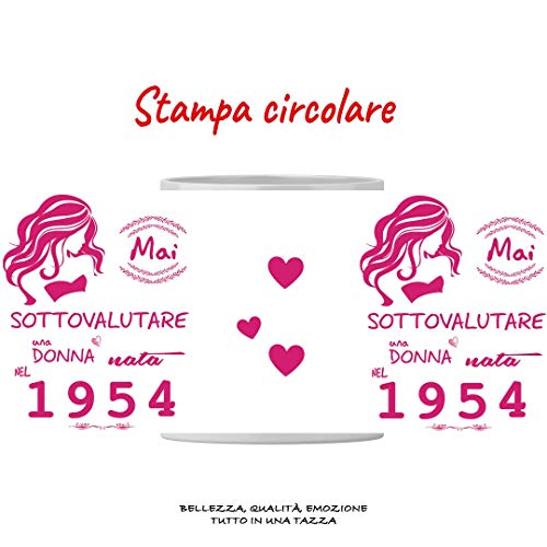 Top Precios Taza 1954 cumpleaños mujer 67 años Idea regalo Nunca subestimar