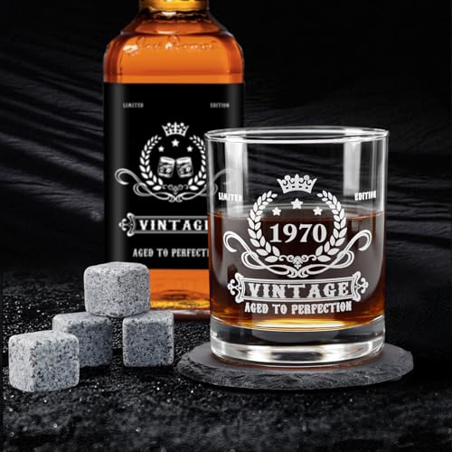 Comprar en Amazon 55 hombre, 1970 cristal, madera, whisky, tarjeta regalos 55
