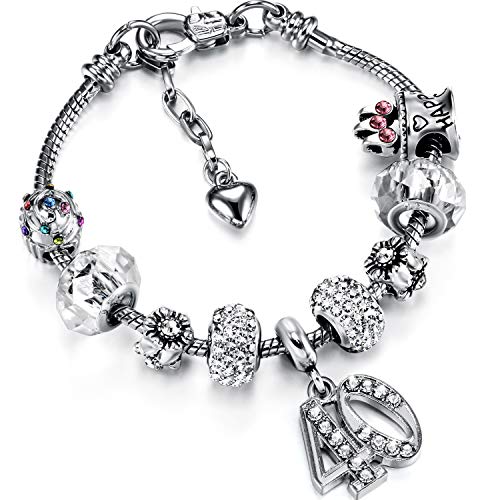 Consigue Regalos ahora Zhanmai Pulsera Encanto Cumpleaños Mujeres Colgantes Número con Caja Regalo Juego Tarjetas Felicitación para Edades Disponibles 16 18 20 21 30 40 50 60 70 y 80 (40) Rebajas 2024 | regaloscumple.com