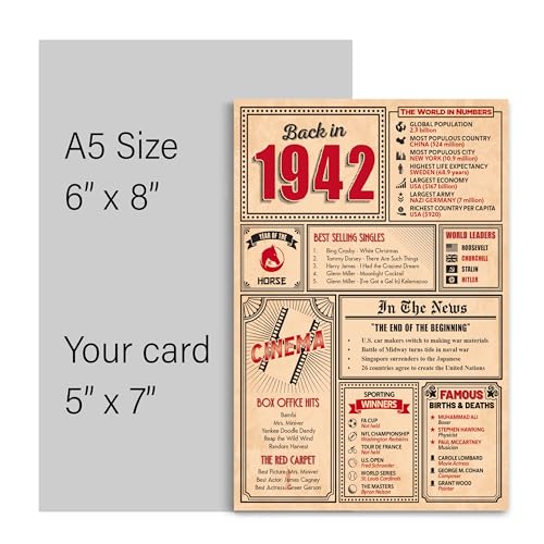 Ofertas en regaloscumple.com Número 81 Tarjeta felicitación este año en 1942, tarjeta felicitación hombres