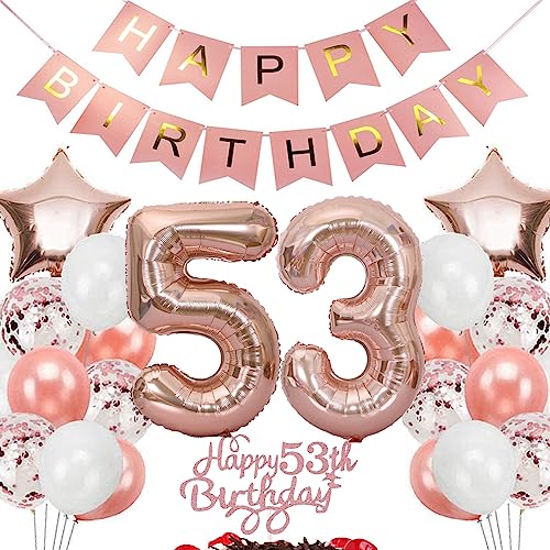 Consigue ahora Feelairy Decoración Cumpleaños Mujer Promoción 53 años Oro Rosa Globos Cumpleaños 53 años Mujer Decoración Tarta Cumpleaños 53 años Mujer Decoraciones para Fiesta Cumpleaño 53 años Mujer Ofertas 2024 | regaloscumple.com